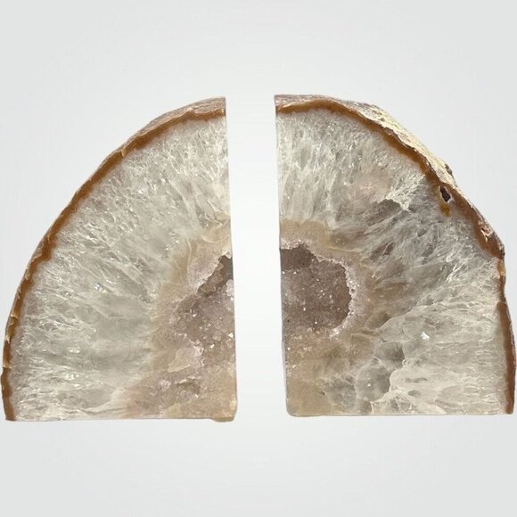 Agate Crystal bookends with Geode Center, Natural stone, Bookshelf Decor (DF) - Picture 7 of 12